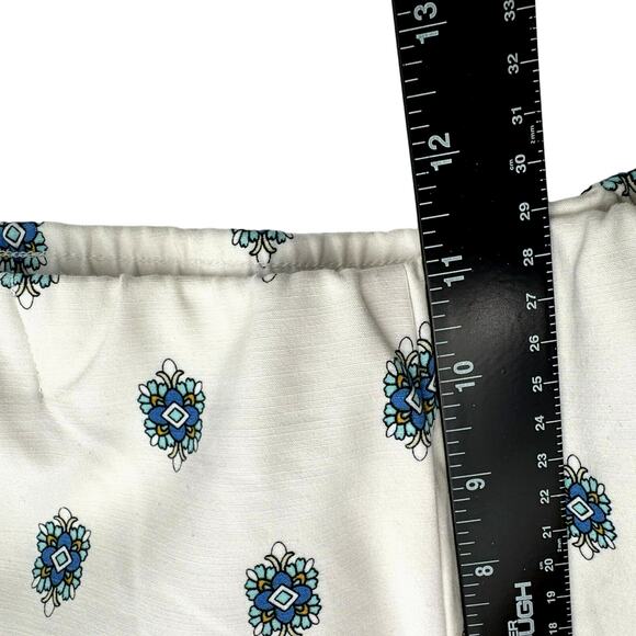 J. JILL Women's 18 White Blue Floral Boho Essential Cotton Stretch Pull On Pants - Picture 10 of 11